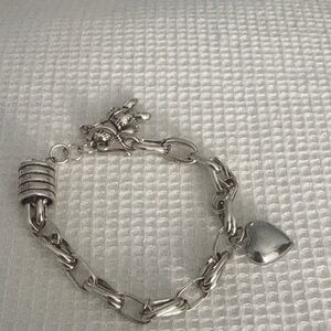 Sterling Silver Heart Charm Bracelet - Silver